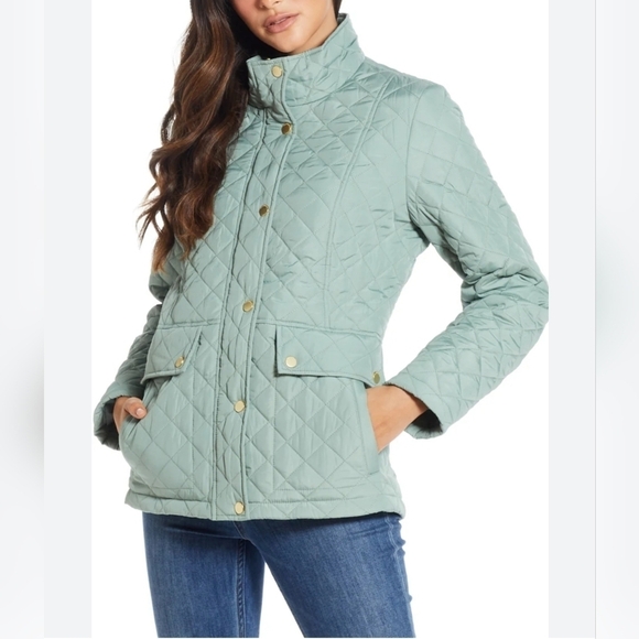 Weatherproof Modern Quilted Barn Jacket SEA MIST Sage Adjustable Waist - Picture 1 of 16